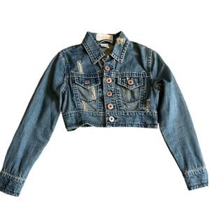 Z. Cavaricci Distressed 100% Cotton Denim Cropped Vintage Jean Jacket size XS
